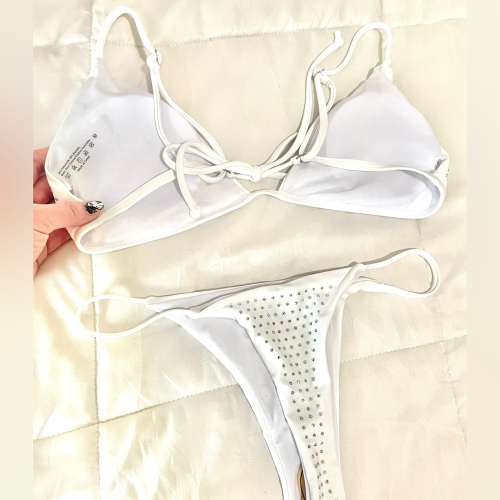 White Rhinestone Bikini Set - Picture 8 of 11